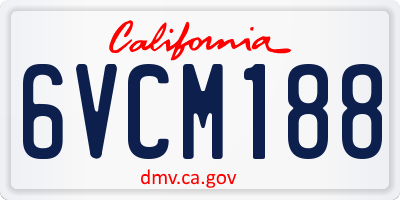 CA license plate 6VCM188