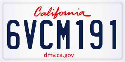 CA license plate 6VCM191