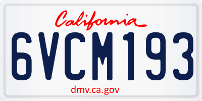 CA license plate 6VCM193