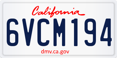 CA license plate 6VCM194