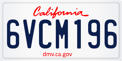 CA license plate 6VCM196