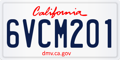 CA license plate 6VCM201