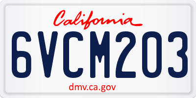 CA license plate 6VCM203