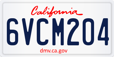 CA license plate 6VCM204