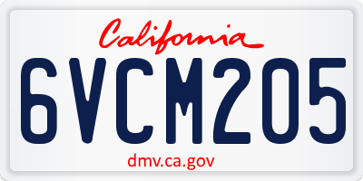 CA license plate 6VCM205