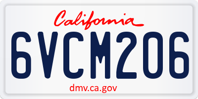 CA license plate 6VCM206