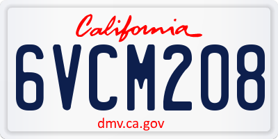 CA license plate 6VCM208