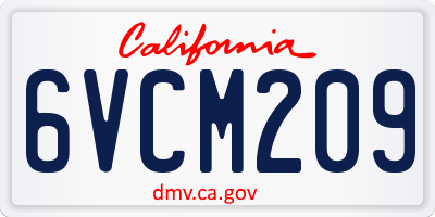 CA license plate 6VCM209