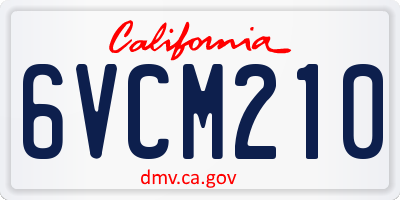 CA license plate 6VCM210