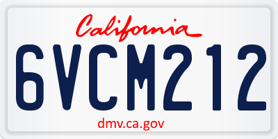 CA license plate 6VCM212