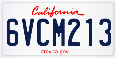 CA license plate 6VCM213