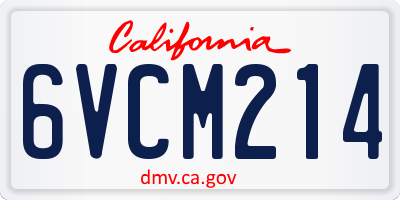 CA license plate 6VCM214