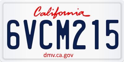 CA license plate 6VCM215