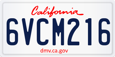 CA license plate 6VCM216