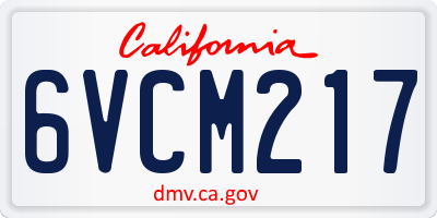 CA license plate 6VCM217