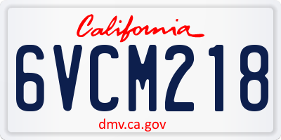 CA license plate 6VCM218