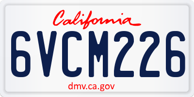 CA license plate 6VCM226