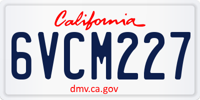 CA license plate 6VCM227