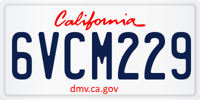 CA license plate 6VCM229