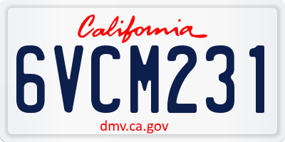 CA license plate 6VCM231