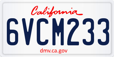 CA license plate 6VCM233