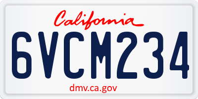 CA license plate 6VCM234