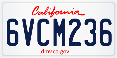 CA license plate 6VCM236