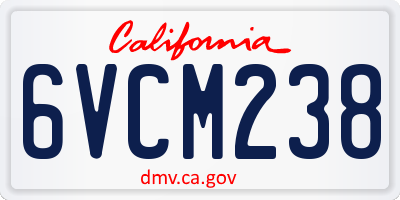 CA license plate 6VCM238