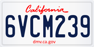 CA license plate 6VCM239