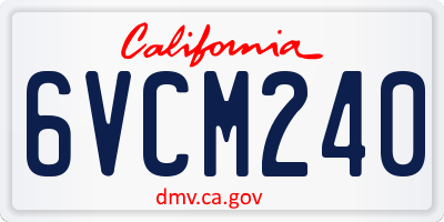 CA license plate 6VCM240