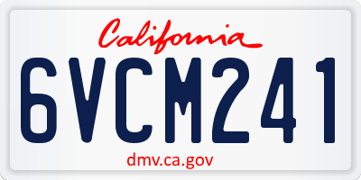 CA license plate 6VCM241