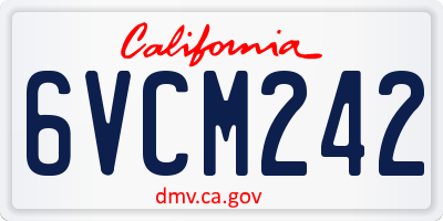 CA license plate 6VCM242