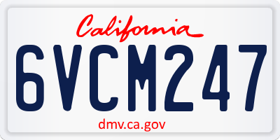 CA license plate 6VCM247