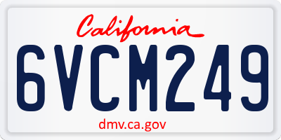 CA license plate 6VCM249
