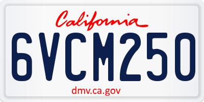 CA license plate 6VCM250