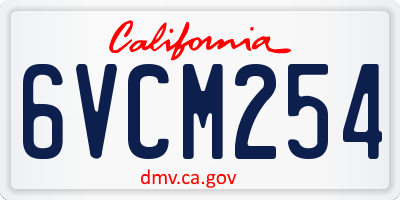 CA license plate 6VCM254