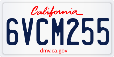 CA license plate 6VCM255