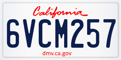 CA license plate 6VCM257