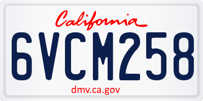 CA license plate 6VCM258