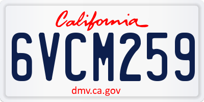 CA license plate 6VCM259