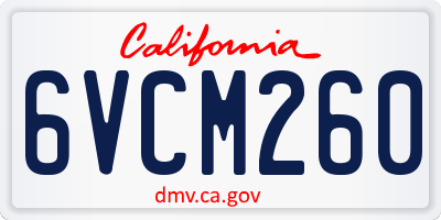 CA license plate 6VCM260