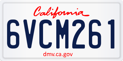 CA license plate 6VCM261