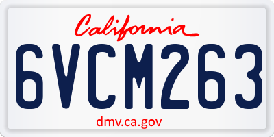 CA license plate 6VCM263