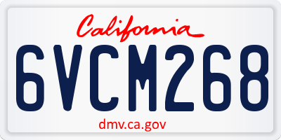 CA license plate 6VCM268
