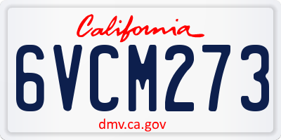 CA license plate 6VCM273