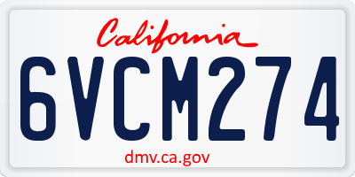 CA license plate 6VCM274