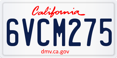 CA license plate 6VCM275