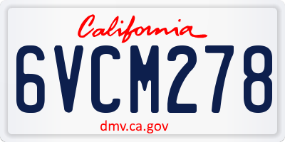 CA license plate 6VCM278