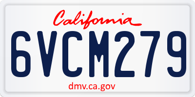 CA license plate 6VCM279