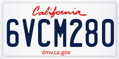 CA license plate 6VCM280